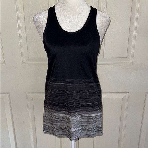 Norma Kamali Black Ombre Striped Active Racerback Tank - Picture 1 of 5